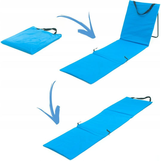 Șezlong De Plajă Albastru Pliabil Din Plastic 150x47x48cm