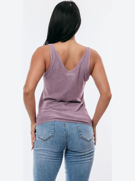 Damen Bluse Ärmellos Pink