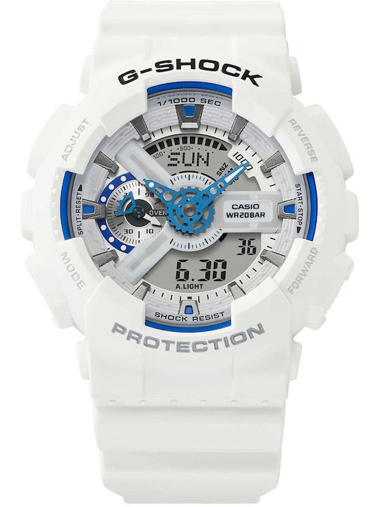 Casio G-shock Men's Watch Chronograph Battery with White Rubber Strap