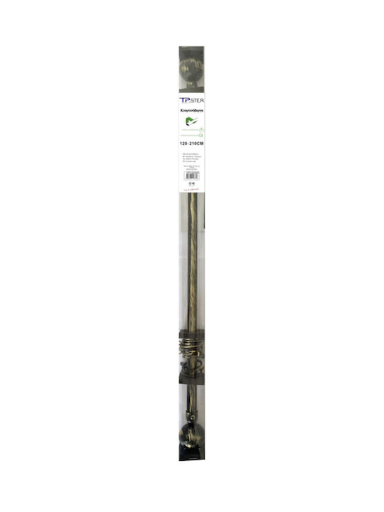 Tpster Μεταλλικό Κουρτινόξυλο Μονό Φ16mm 120εκ. Μάυρο-χρυσό