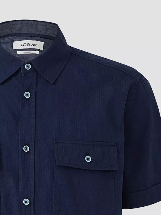 Kent Kurzärmlig Hemd Gestreift Dark Navy