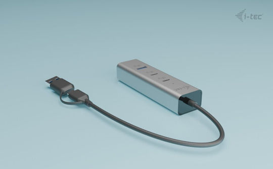 i-tec Hub 4 Θυρών USB 2.0 με σύνδεση USB-C Ασημί