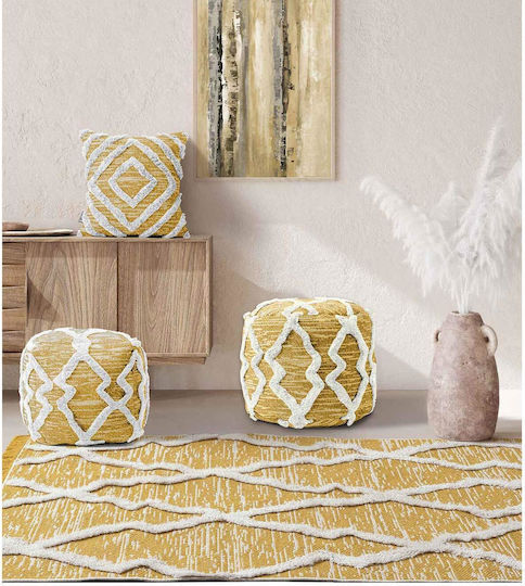 Madi Antler Covor Rectangular Bumbac Galben