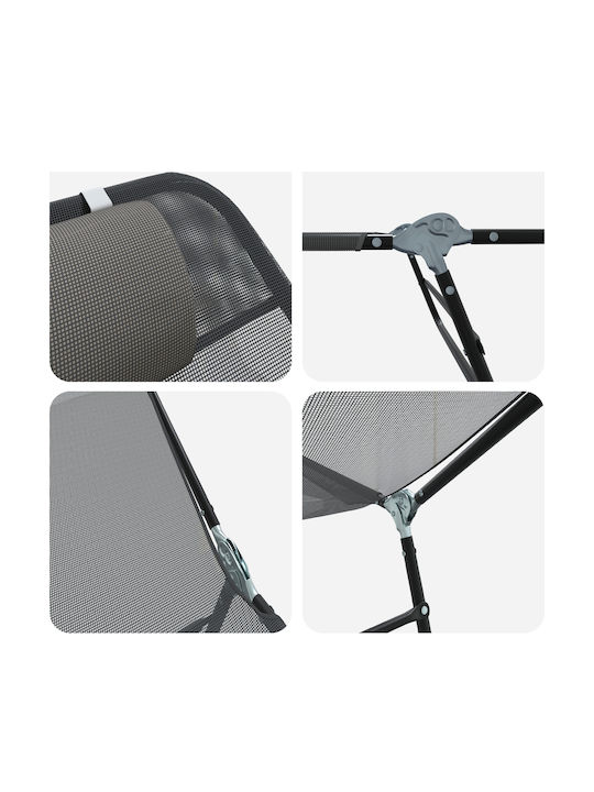 Șezlong Metalic Cu Pernă Gri 182x55x85cm