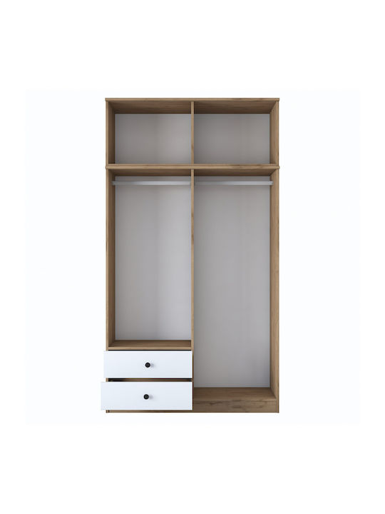 Τετράφυλλη Ντουλάπα με Πατάρι Walnut White 120x42.5x216.8cm
