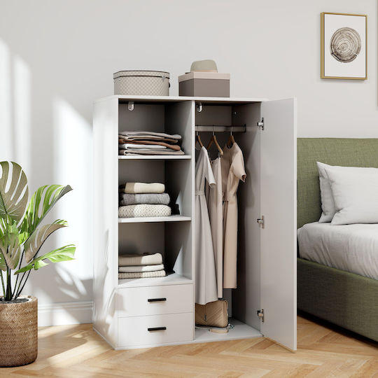Doppeltür Kleiderschrank Weiß 80x50x124cm