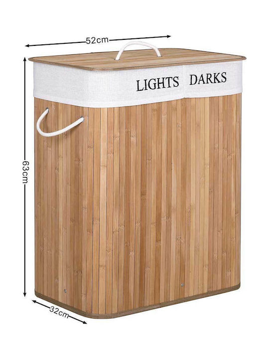 Bakaji Laundry Basket Bamboo Collapsible 100lt with Cap 52x32x63cm