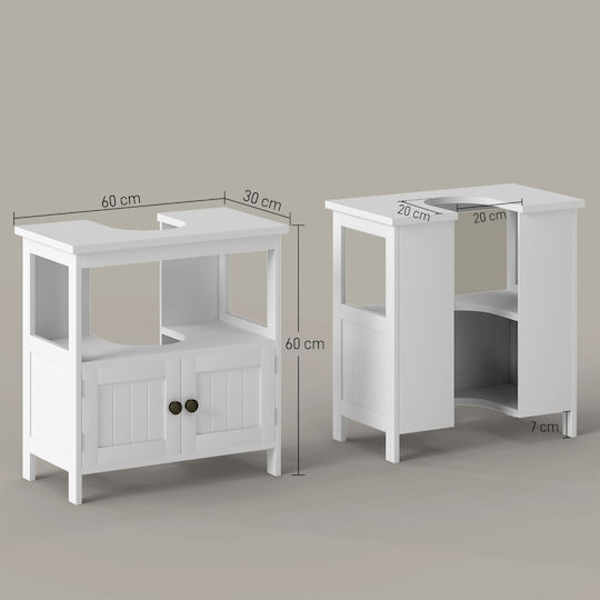 Kleankin Πάγκος με Νιπτήρα Μ60xΒ30xΥ60cm Λευκός