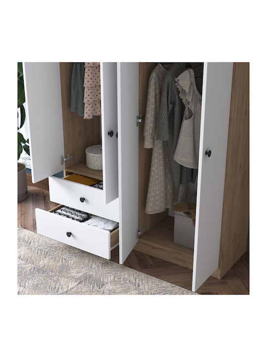 Vier Türen Kleiderschrank Walnut White 120x42.5x170cm