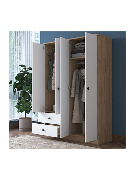 Vier Türen Kleiderschrank Walnut White 120x42.5x170cm