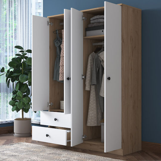 Четири врати Гардероб Walnut White 120x42.5x170см
