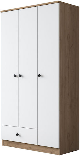 Ușă triplă Dulap de Haine Walnut White 90x42.5x170cm
