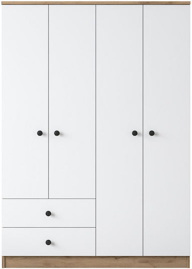Четири врати Гардероб Walnut White 120x42.5x170см