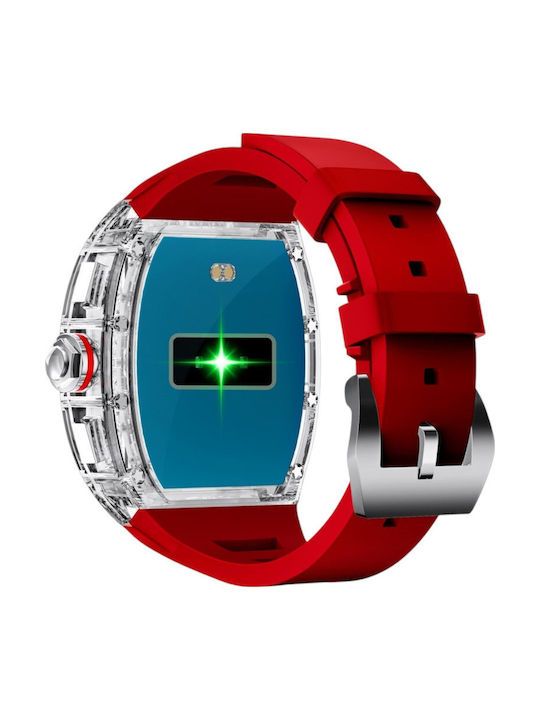 DAS.4 Digital Men's Watch Battery with Red Rubber Strap