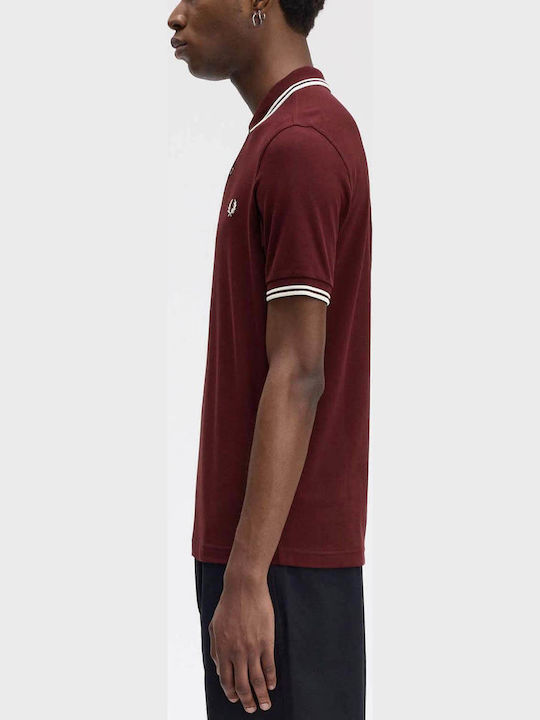 Fred Perry Polo Tricou Cu Mânecă Scurtă Burgund / Ecru / Ecru