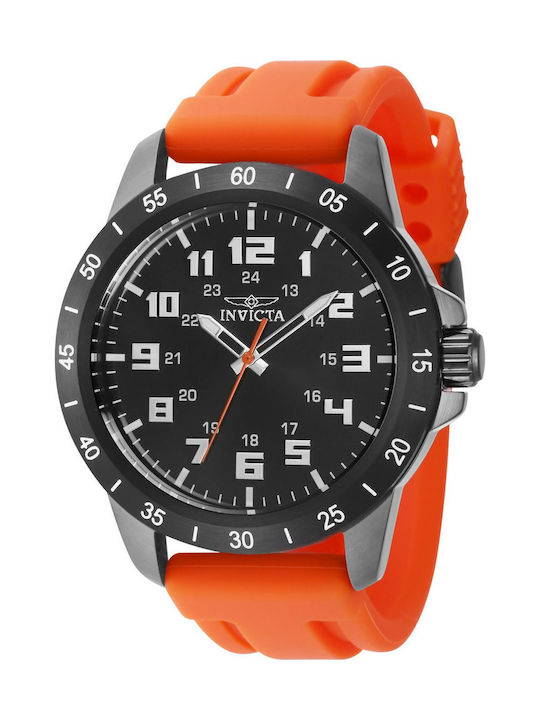Invicta Ανδρικό Ρολόι 45mm Μπαταρίας με Πορτοκαλί Καουτσούκ