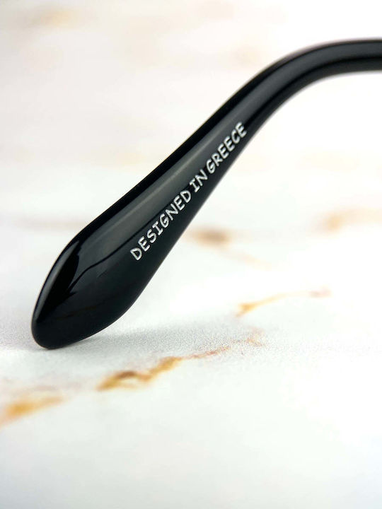 Red Raven Unisex Γυαλιά Ηλίου με Μαύρο Κοκκάλινο Σκελετό και Μαύρο Φακό 47577590759758