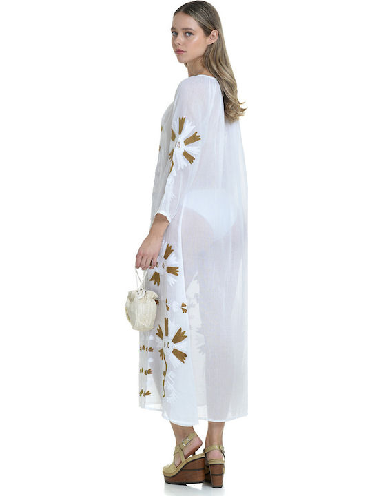 MiandMi Women's Maxi Caftan Beachwear White