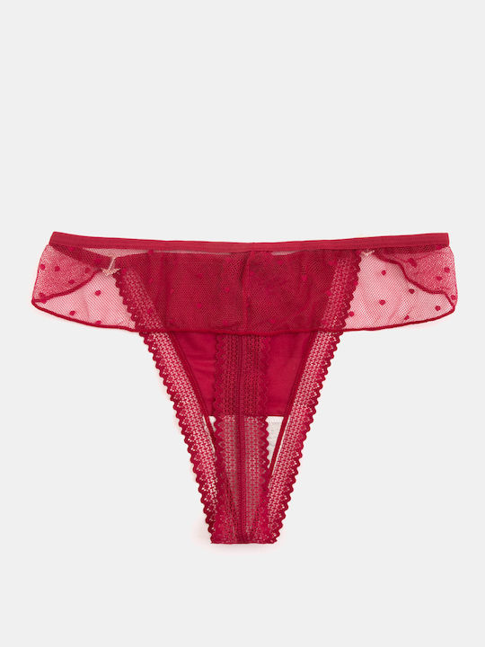 Damen-Slips Zeichenfolge Transparent Burgundisch Burgundisch