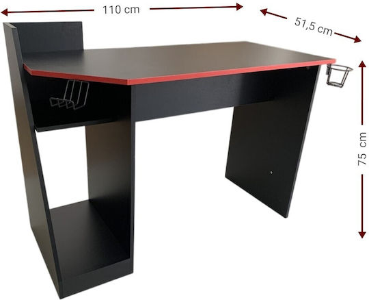 Gaming Office Thorin Wooden Black 110x51.5x75cm