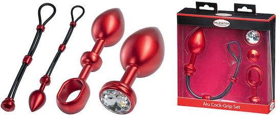 Malesation Alu-Penisring Set Groß Rotes Large