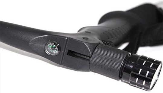 Baston Telescopic Baton cu Lanternă și Busolă pentru Drumeți Albastru