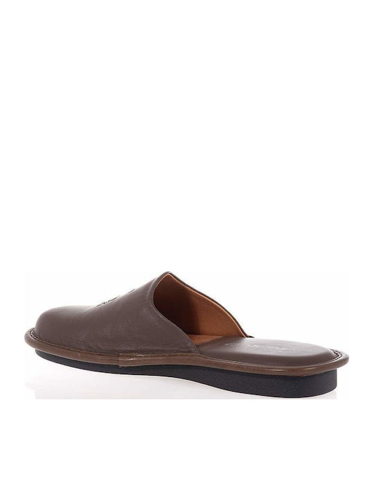 Castor Anatomic Men's Leather Slippers Brown