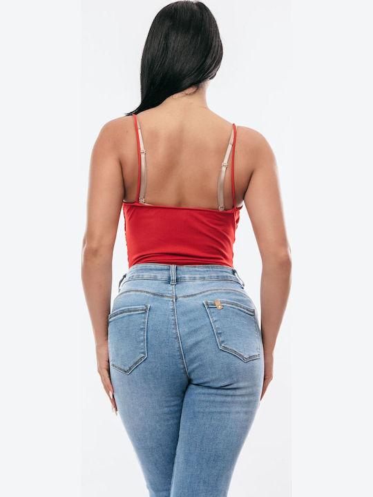 Body Drapat Roșu Albastru Deschis One Size