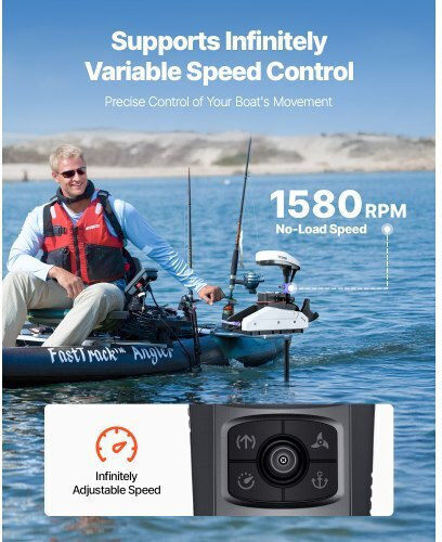 Vevor 55lb 12v Thrust Electric Trolling Motor Saltwater Marine Outboard Engine 36" Shaft