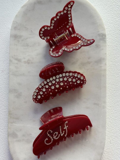 Hey Beauty Big Crystal Self Love In Glossy Red Κόκκινο Κλάμερ