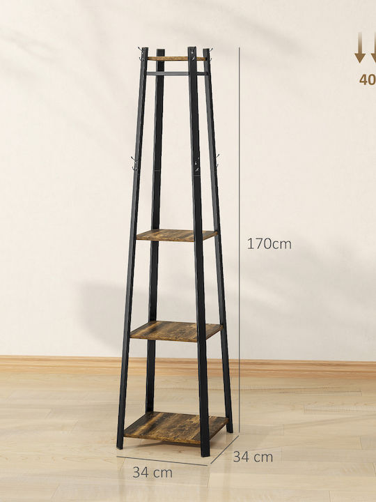 HomCom Καλόγερος Μεταλλικός Καφέ / Μαύρος 34x34x170cm