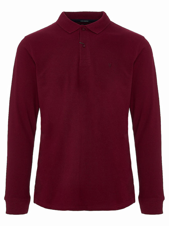 Polo Langarmbluse Burgundisch