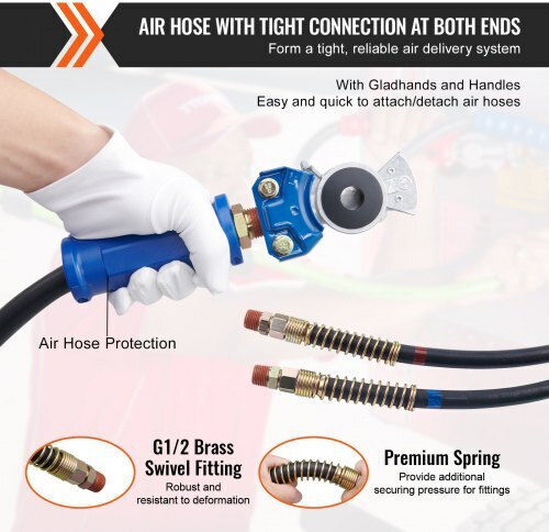 Vevor 12ft 3-in-1 Semi Truck Air Lines Kit 2pcs Glad Hands Handles