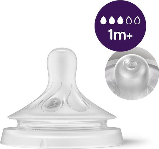 Philips Plastic Baby Bottle Natural Response Anti-Colic with Silicone Teat for 3-6 Months Transparent 260ml 3 Pieces