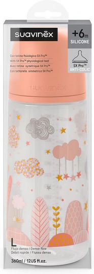 Suavinex Plastic Baby Bottle Anti-Colic with Silicone Nipple for 6+ months Pink Dreams Pink 360ml
