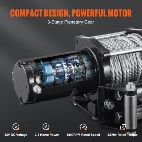 Vevor Ηλεκτρικός Εργάτης Αυτοκινήτου 4x4 12V με Δυνατότητα Έλξης 2045kg