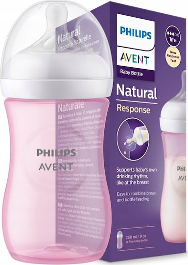 Philips Plastic Baby Bottle Anti-colic with Silicone Teat for 1+ Months Pink 260ml