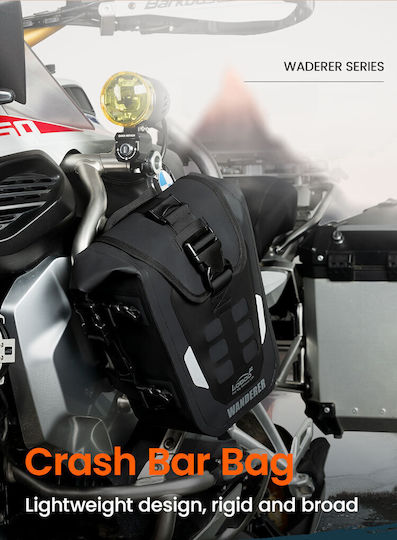 Loboo Crash Bar Wanderer Bag for Motorcycle Protection Rails 6lt Black