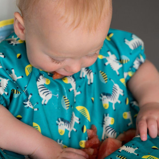 Tidy Tot Cover & Catch Waterproof Coverall Silicone with Hoop & Loop Fastener, Pocket & Sleeves Blue for 30 m+