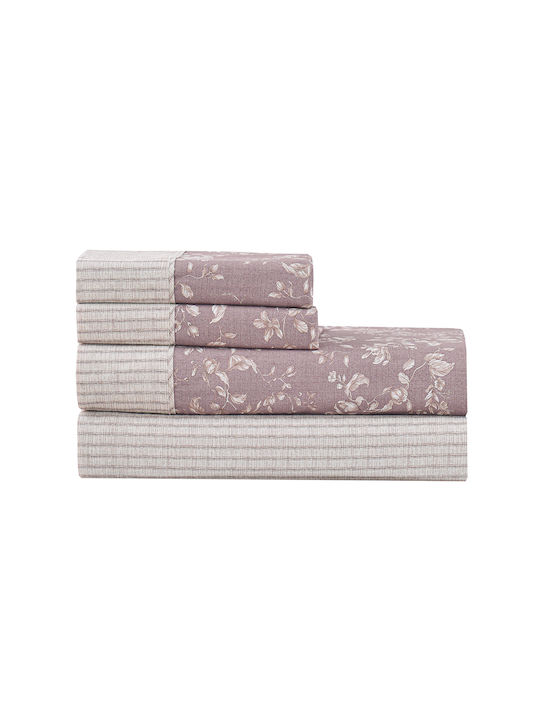 Liolios Home Σετ Σεντόνια Υπέρδιπλα 245x270εκ. Μωβ (4τμχ)