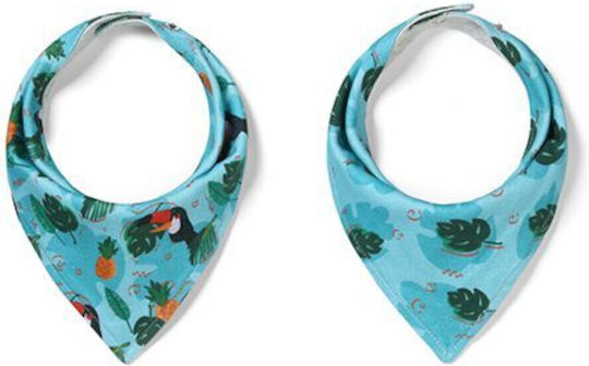 Babyono Toucans Μπαντάνα από 100% Βαμβάκι με Κουμπί Γαλάζια 2τμχ