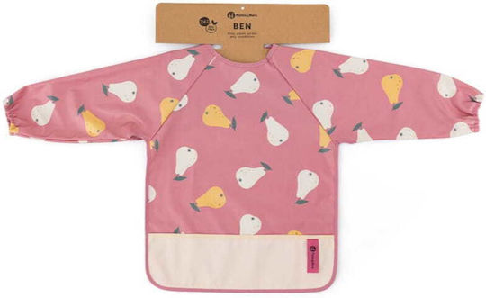 Petite & Mars Bavetă material textil cu autocolant & Buzunar Roz pentru 24 m+