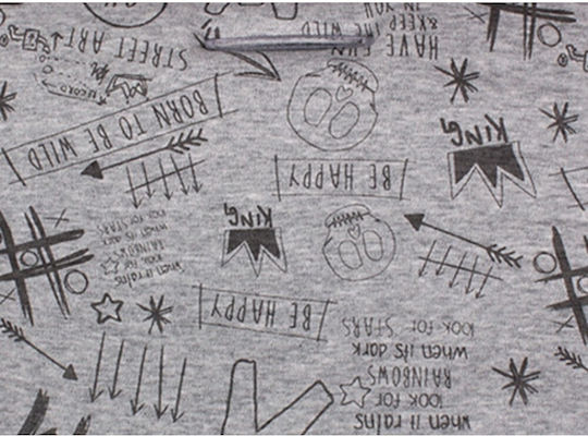 Minene Graffiti Μπαντάνα Υφασμάτινη με Κουμπί Γκρι 3τμχ