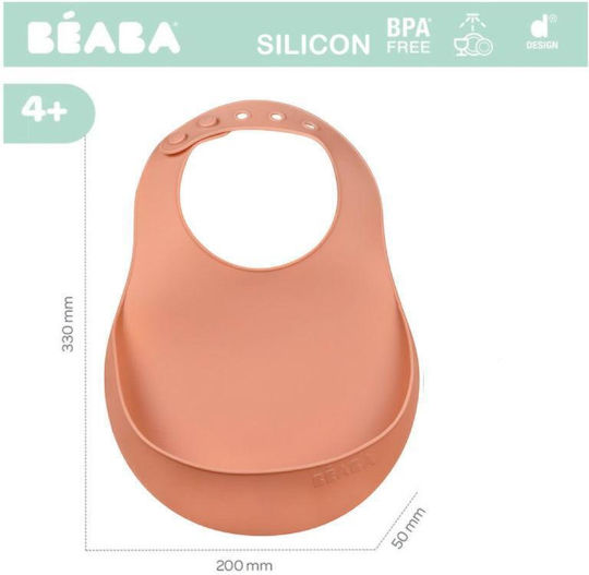Beaba Babici Pentru Bebeluşi Impermeabilă Din Silicon Cu Buton Şi Buzunar Terracota
