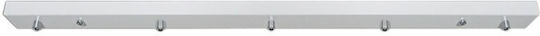 Ceiling Rosette 5 Sockets Rectangular 170cm Zafferano Lgr0045 Gray