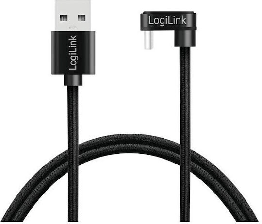 LogiLink Braided USB 2.0 Cable USB-C male - USB-A Μαύρο 2m CU0193
