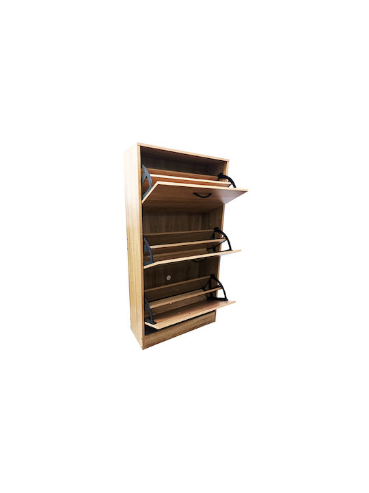 Zefiros Wooden Shoe Organizer with 3 Shelves Sonoma 60x24x115cm