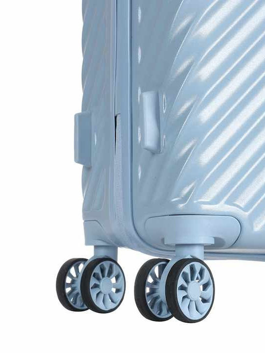 Kourk Large Hard Blue Suitcase with 4 Wheels Height 72cm