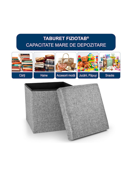 Suport Pentru Picioare Cu Spațiu De Depozitare Tapițat Cu Țesătură Gri 37x37x37cm Taburet