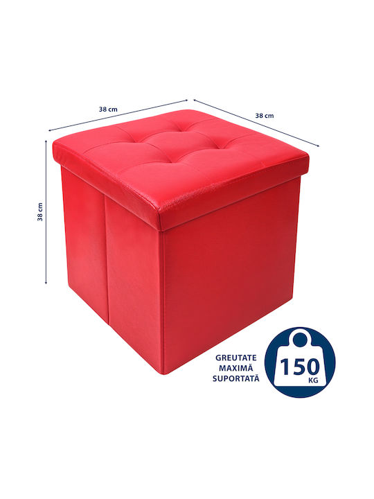 Fußhocker Mit Stauraum Eingelegt Mit Künstliches Leder Rote 38x38x38cm